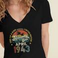 Awesome Since April 1943 Vintage 80Th Birthday For Men Women Women's Jersey Short Sleeve Deep V-Neck Tshirt