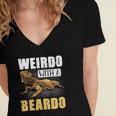 Bearded Dragon Weirdo With A Beardo Reptiles Women's Jersey Short Sleeve Deep V-Neck Tshirt