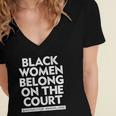 Black Women Belong On The Court Sistascotus Shewillrise Women's Jersey Short Sleeve Deep V-Neck Tshirt