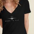 Born To Fly &8211 C-17 Globemaster Pilot Gift Women's Jersey Short Sleeve Deep V-Neck Tshirt
