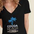 Cocoa Beach Florida Palm Tree Women's Jersey Short Sleeve Deep V-Neck Tshirt