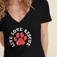 Dog Rescue Adopt Dog Paw Print Women's Jersey Short Sleeve Deep V-Neck Tshirt