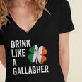 Drink Like A Gallagher St Patricks Day Beer Drinking  Women's Jersey Short Sleeve Deep V-Neck Tshirt