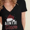 Fun Santa Hat Christmas Costume Family Matching Auntie Claus Women's Jersey Short Sleeve Deep V-Neck Tshirt