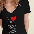 I Love My Sheepadoodle Cute Dog Owner Gift &8211 Graphic Women's Jersey Short Sleeve Deep V-Neck Tshirt