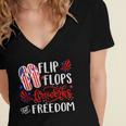 July 4Th Flip Flops Fireworks & Freedom 4Th Of July Party V2 Women's Jersey Short Sleeve Deep V-Neck Tshirt
