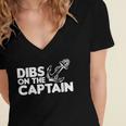 Mens Funny Captain Wife Dibs On The Captain Funny Fishing Quote Women's Jersey Short Sleeve Deep V-Neck Tshirt