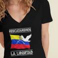 Venezuela Freedom Democracy Guaido La Libertad Women's Jersey Short Sleeve Deep V-Neck Tshirt