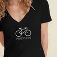 Vintage Design Tee Bike Madison Women's Jersey Short Sleeve Deep V-Neck Tshirt