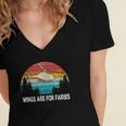 Wings Are For Fairies Funny Helicopter Pilot Retro Vintage Women's Jersey Short Sleeve Deep V-Neck Tshirt