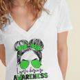 Lyme Disease Awareness Messy Hair Bun For Girl  Women's Jersey Short Sleeve Deep V-Neck Tshirt