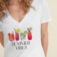 Summer Vibes Tropical Cocktail Drink Design For Beach Fun  Women's Jersey Short Sleeve Deep V-Neck Tshirt