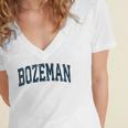 Bozeman Montana Mt Vintage Athletic Sports Navy Design Women's Jersey Short Sleeve Deep V-Neck Tshirt