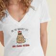 Christmas On The Naughty List And I Regret Nothing Xmas Cat Lovers Gifts Women's Jersey Short Sleeve Deep V-Neck Tshirt