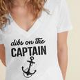 Dibs On The Captain Retro Anchor Funny Captain Wife Women's Jersey Short Sleeve Deep V-Neck Tshirt
