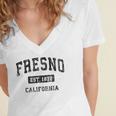 Fresno California Ca Vintage Sports Design Black Design Women's Jersey Short Sleeve Deep V-Neck Tshirt
