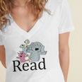 Funny Read Book Club Piggie Elephant Pigeons Teacher Women's Jersey Short Sleeve Deep V-Neck Tshirt