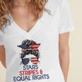 Retro Pro Choice Stars Stripes And Equal Rights Patriotic Women's Jersey Short Sleeve Deep V-Neck Tshirt