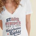 Stars Stripes Reproductive Rights Patriotic 4Th Of July Cute Women's Jersey Short Sleeve Deep V-Neck Tshirt