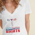 Stars Stripes Reproductive Rights Roe V Wade Overturned Women's Jersey Short Sleeve Deep V-Neck Tshirt