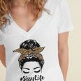 Womens Mothers Day Funny Sissy Life Messy Bun Leopard Mommy Grandma Women's Jersey Short Sleeve Deep V-Neck Tshirt Womens Mothers Day Funny Sissy Life Messy Bun Leopard Mommy Grandma Women's Jersey Short Sleeve Deep V-Neck Tshirt
