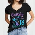 18 Year Old Gift Mermaid Tail 18Th Birthday Girl Daughter Women's Jersey Short Sleeve Deep V-Neck Tshirt
