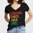 30Th Birthday Legend Since July 1992 30 Years Old Vintage Women's Jersey Short Sleeve Deep V-Neck Tshirt
