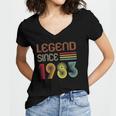 39 Year Old Gifts Legend Since 1983 39Th Birthday Retro Women's Jersey Short Sleeve Deep V-Neck Tshirt