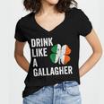 Drink Like A Gallagher St Patricks Day Beer Drinking  Women's Jersey Short Sleeve Deep V-Neck Tshirt