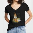 Fall Gnomes Oh My Gourd I Love Fall Women's Jersey Short Sleeve Deep V-Neck Tshirt