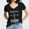 Family Farms Are The Backbone Of America Farm Lover Farming Women's Jersey Short Sleeve Deep V-Neck Tshirt
