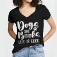 Funny Book Lovers Reading Lovers Dogs Books And Dogs Women's Jersey Short Sleeve Deep V-Neck Tshirt