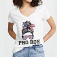 Pro 1973 Roe  Cute Messy Bun Mind Your Own Uterus  Women's Jersey Short Sleeve Deep V-Neck Tshirt