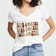 Coffee Smiley Face But First Iced Coffee Retro Cold Coffee  Women's Jersey Short Sleeve Deep V-Neck Tshirt
