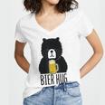 Funny Oktoberfest Design Bier Beer Bear Hug German Party  Women's Jersey Short Sleeve Deep V-Neck Tshirt