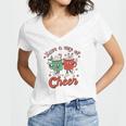 Retro Christmas Have A Cup Of Cheer Women's Jersey Short Sleeve Deep V-Neck Tshirt