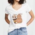 Autumn I Love Fall Thanksgiving Women's Jersey Short Sleeve Deep V-Neck Tshirt