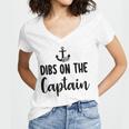 Funny Captain Wife Dibs On The Captain Quote Anchor Sailing  V2 Women's Jersey Short Sleeve Deep V-Neck Tshirt