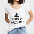 Funny Good Witch Halloween Mom Custome Women's Jersey Short Sleeve Deep V-Neck Tshirt