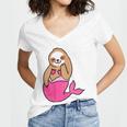 Mermaid Sloth Cute Sloth Women's Jersey Short Sleeve Deep V-Neck Tshirt