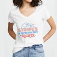 Stars Stripes Reproductive Rights Patriotic 4Th Of July 1973 Protect Roe Pro Choice Women's Jersey Short Sleeve Deep V-Neck Tshirt