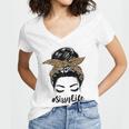 Womens Mothers Day Funny Sissy Life Messy Bun Leopard Mommy Grandma Women's Jersey Short Sleeve Deep V-Neck Tshirt Womens Mothers Day Funny Sissy Life Messy Bun Leopard Mommy Grandma Women's Jersey Short Sleeve Deep V-Neck Tshirt