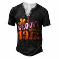 50Th Birthday Groovy Since 1972 Men's Henley T-Shirt Black