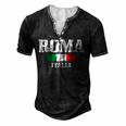 Rome Italy Roma Italia Vintage Italian Flag  Men's Henley Button-Down 3D Print T-shirt Black