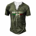 Abruzzo Italian Name Italy Flag Italia Family Surname Men's Henley T-Shirt Green