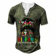 Gifts National Hispanic Heritage Month Latin Flags Messy Bun  V2 Men's Henley Button-Down 3D Print T-shirt Green