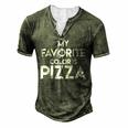 Pizza My Favorite Color Men's Henley T-Shirt Green