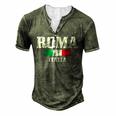 Rome Italy Roma Italia Vintage Italian Flag  Men's Henley Button-Down 3D Print T-shirt Green