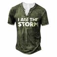 I Am The Storm Fate Devil Whispers Motivational Distressed Men's Henley T-Shirt Green
