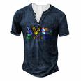 Gifts Peace Love Hispanic Heritage Month Decoration Country  Men's Henley Button-Down 3D Print T-shirt Navy Blue